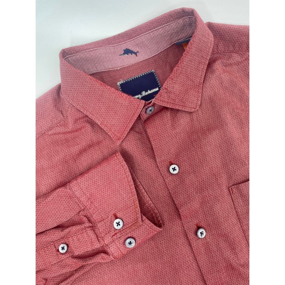 Tommy Bahama Long Sleeve Button Down Shirt Men’s M Salmon Red Tencil Cotton